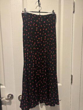 Black and Red Floral Zara Maxi Skirt